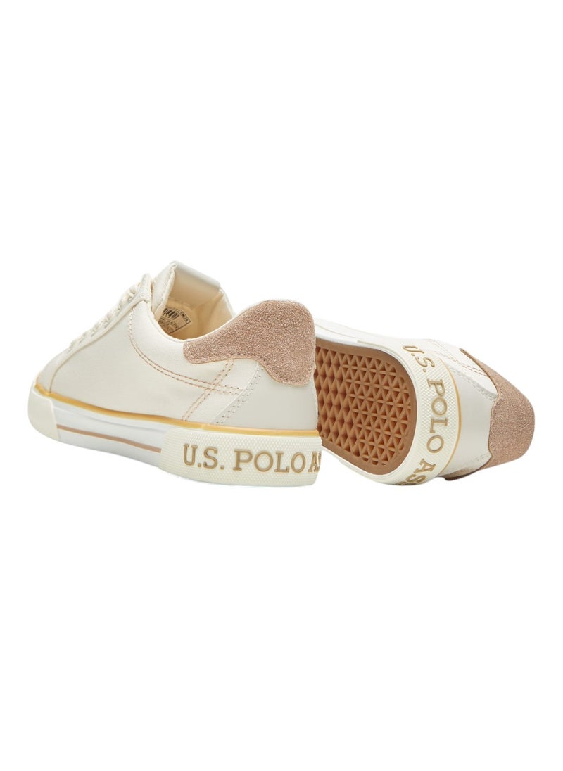 Women's Beige Casual Canvas Lace-Up Sneakers, Lightweight Shoes for Everyday Wear