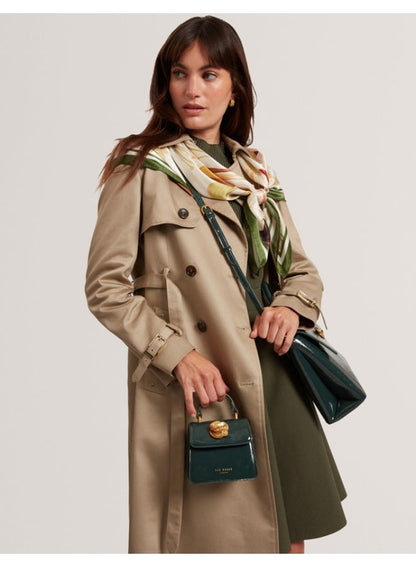 Rose Detail Square Mini Top Handle Bag