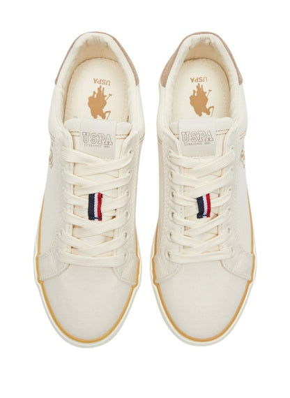 Women's Beige Casual Canvas Lace-Up Sneakers, Lightweight Shoes for Everyday Wear