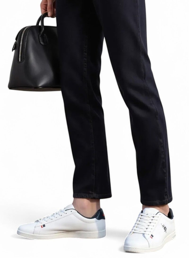 Men's White Low-Top Sneakers - Lightweight Lace-Up Style, Comfortable Casual Footwear