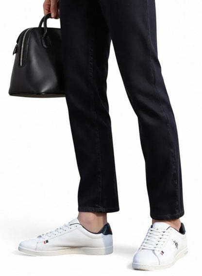 Men's White Low-Top Sneakers - Lightweight Lace-Up Style, Comfortable Casual Footwear