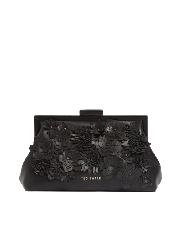 FLOWER 3D APPLIQUE CLUTCH BAG