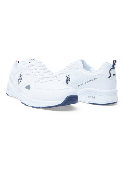 Men's White Low-Top Casual Sneakers with Iconic Branding for a Clean Look