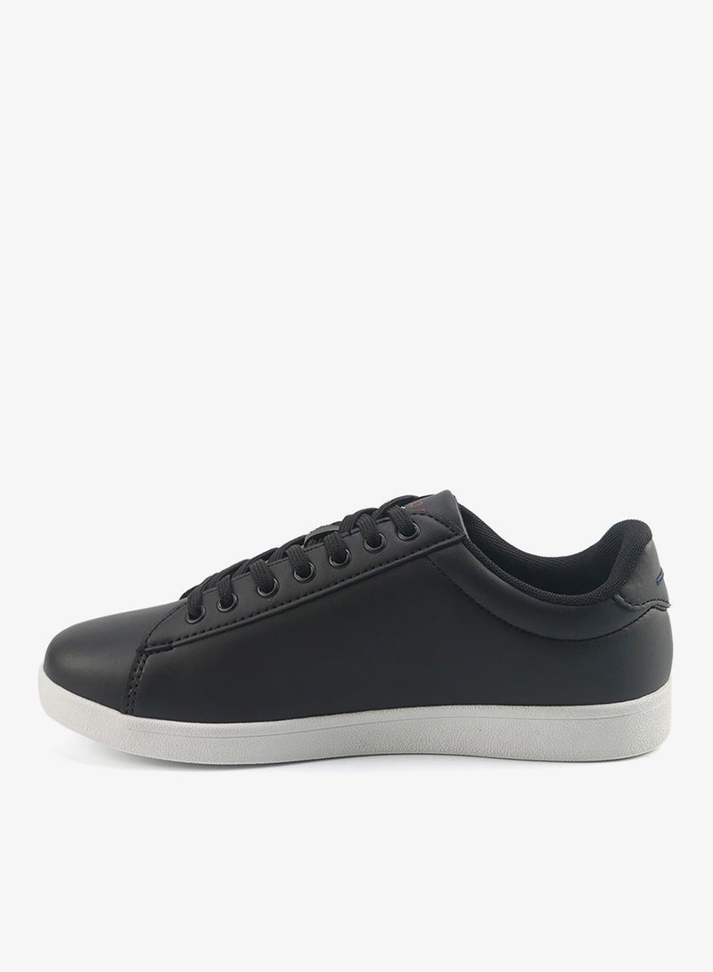 Women's Black Low-Top Sneakers - Bold Lace-Up Style Shoes for Striking Everyday Look