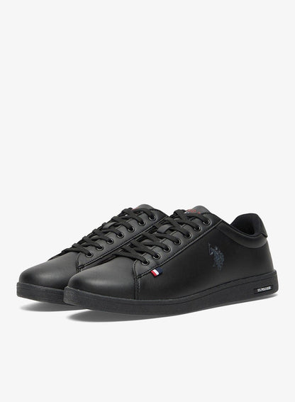 Men's Black Low-Top Sneakers - Bold Lace-Up Style, Comfortable Casual Footwear Shoes
