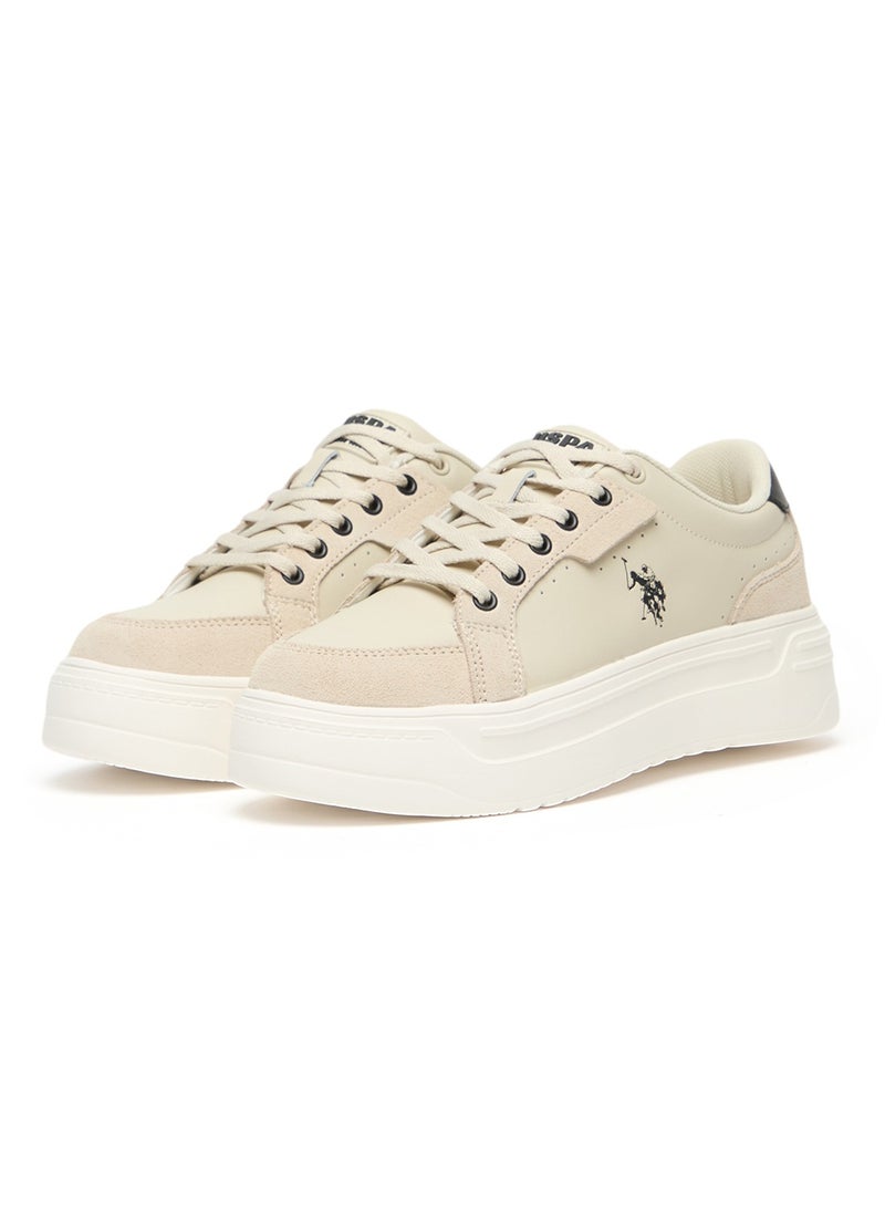 Women's Platform Sneakers - Low-Top Casual Lace-Up Design with Comfort Cushioned Sole for Everyday Wear