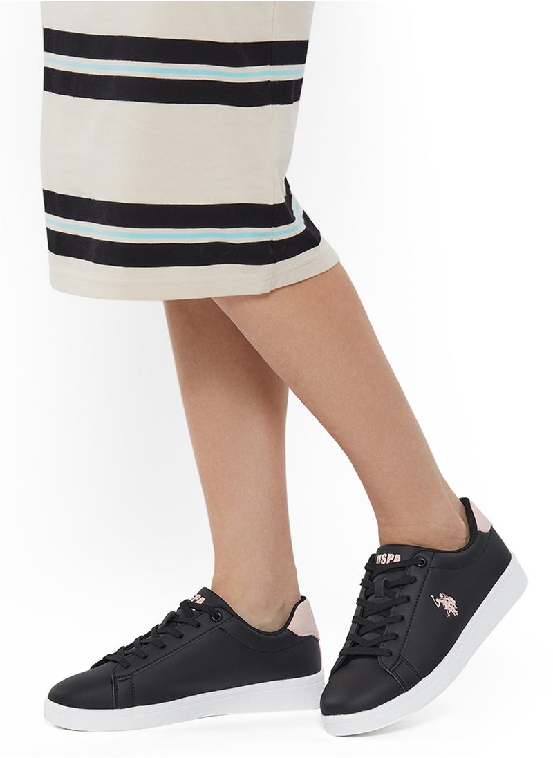 Women's Black Low-Top Sneakers - High-Quality Sole for Everyday Look
