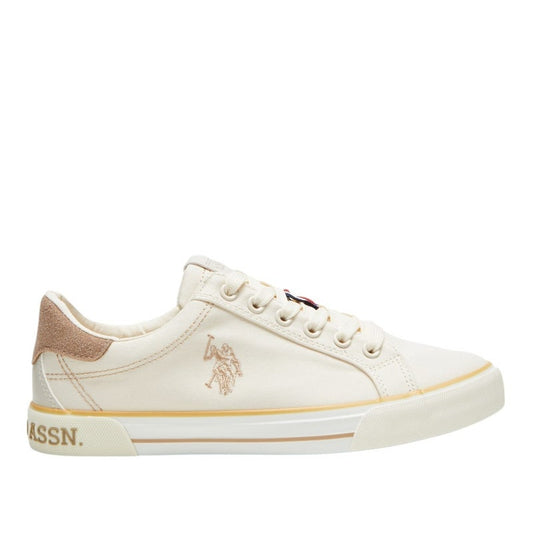Women's Beige Casual Canvas Lace-Up Sneakers, Lightweight Shoes for Everyday Wear
