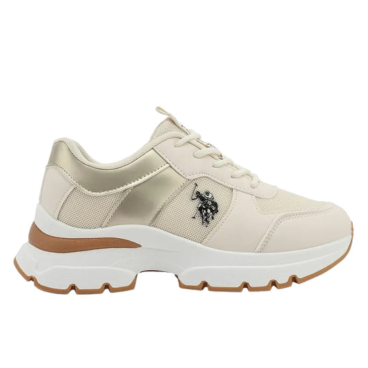 Women's Beige Low-Top Sneakers - Lightweight Shoes & Trendy Design Shoes for Everyday Wear
