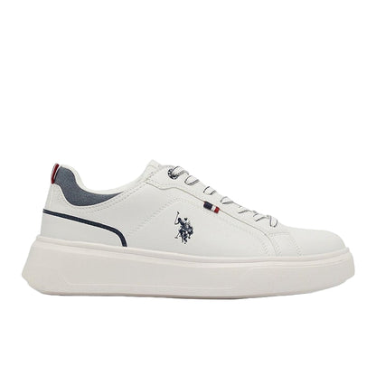 Men's White Low-Top Sneakers - Lightweight Shoes Lace-Up Design
