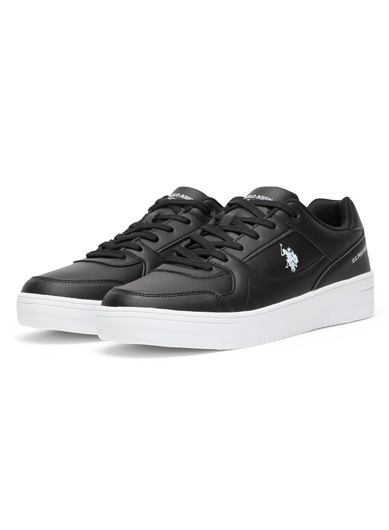 Men's Black Low-Top Sneakers - Sleek Style with Lace-Up Design and Comfort Cushioned Sole for Everyday Wear