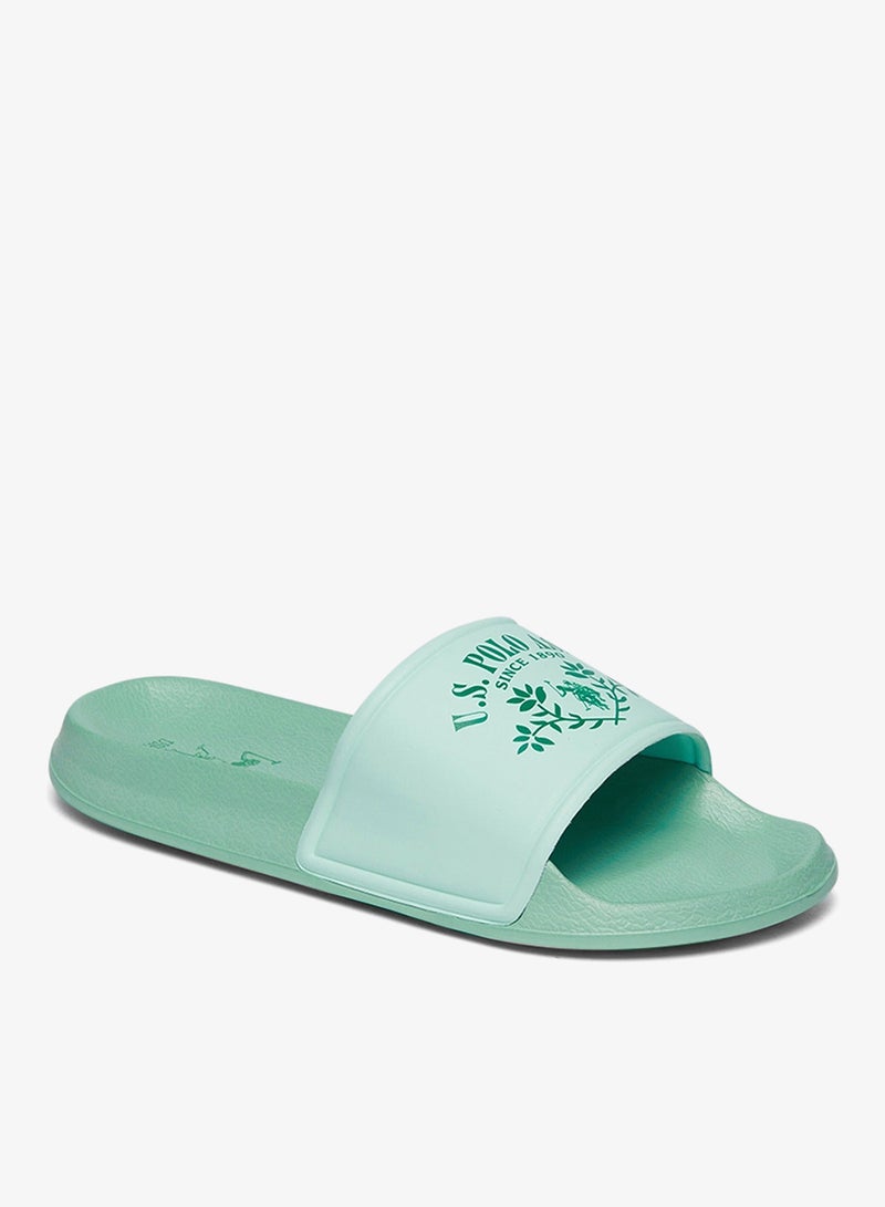 Women's Green Signature Slides Shoes - Effortless Style Meets Ultimate Relaxation!