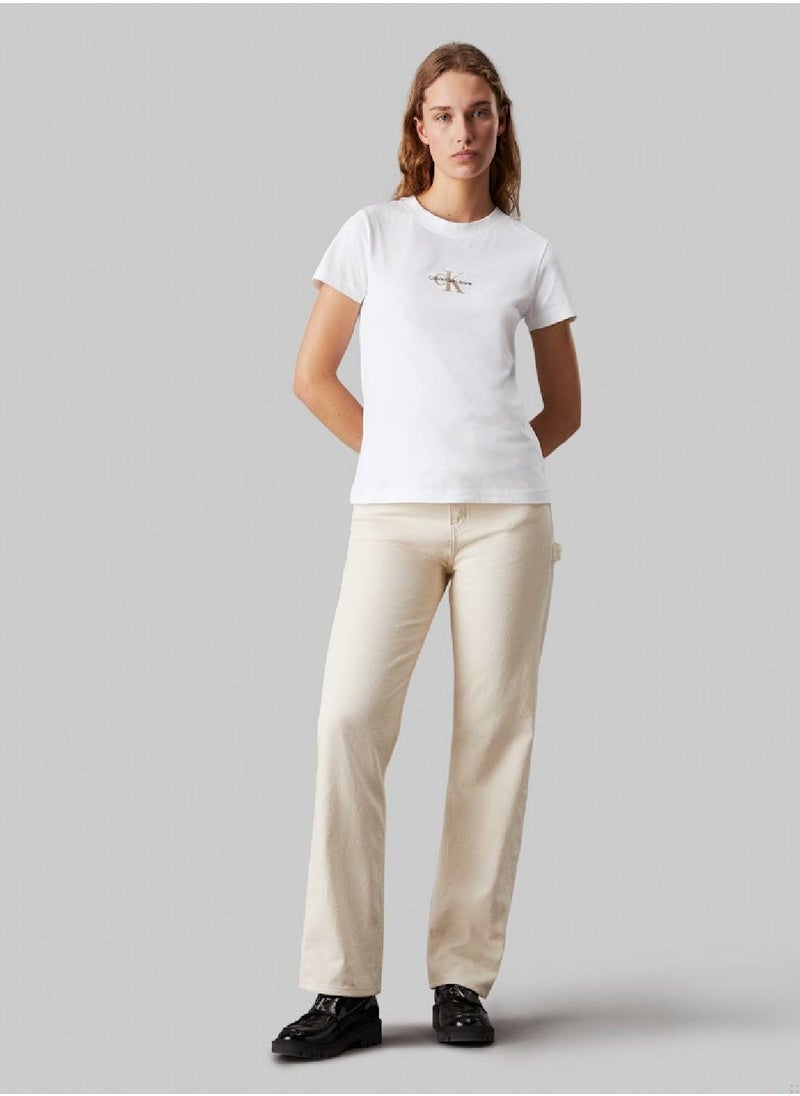 Women's Slim Monogram T-Shirt - Cotton jersey, White