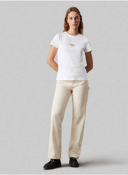 Women's Slim Monogram T-Shirt - Cotton jersey, White