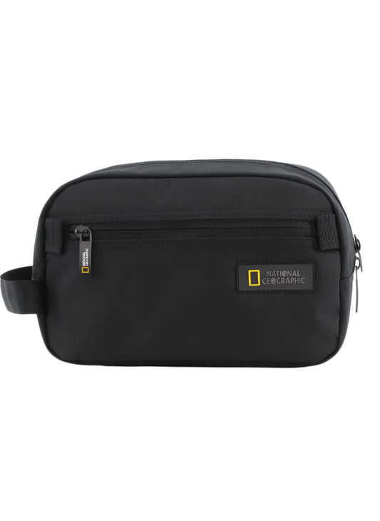 National Geographic Mutation Toiletry Bag Black, Travel Pouch, Everyday Kit, Portable Organizer Sustainable Bag for Men and Women, School Travel College