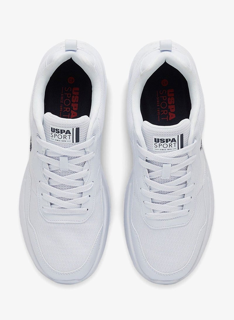 Men's White Low-Top Sneakers - Lightweight Shoes Lace-Up Design, Comfortable for Everyday Outfits