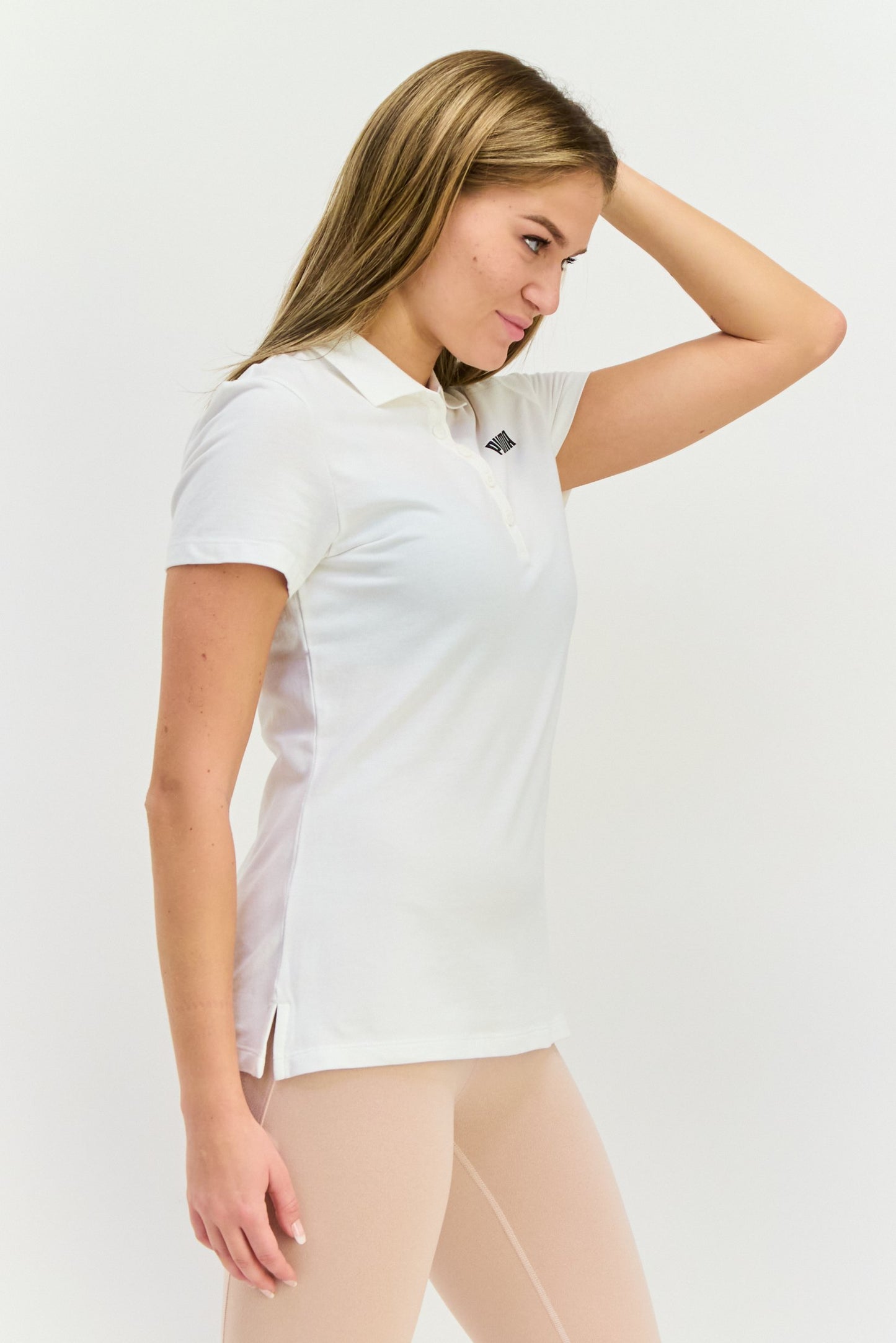 Women Regular Fit Brand Logo Short Sleeves Outdoor Polo Shirt, White