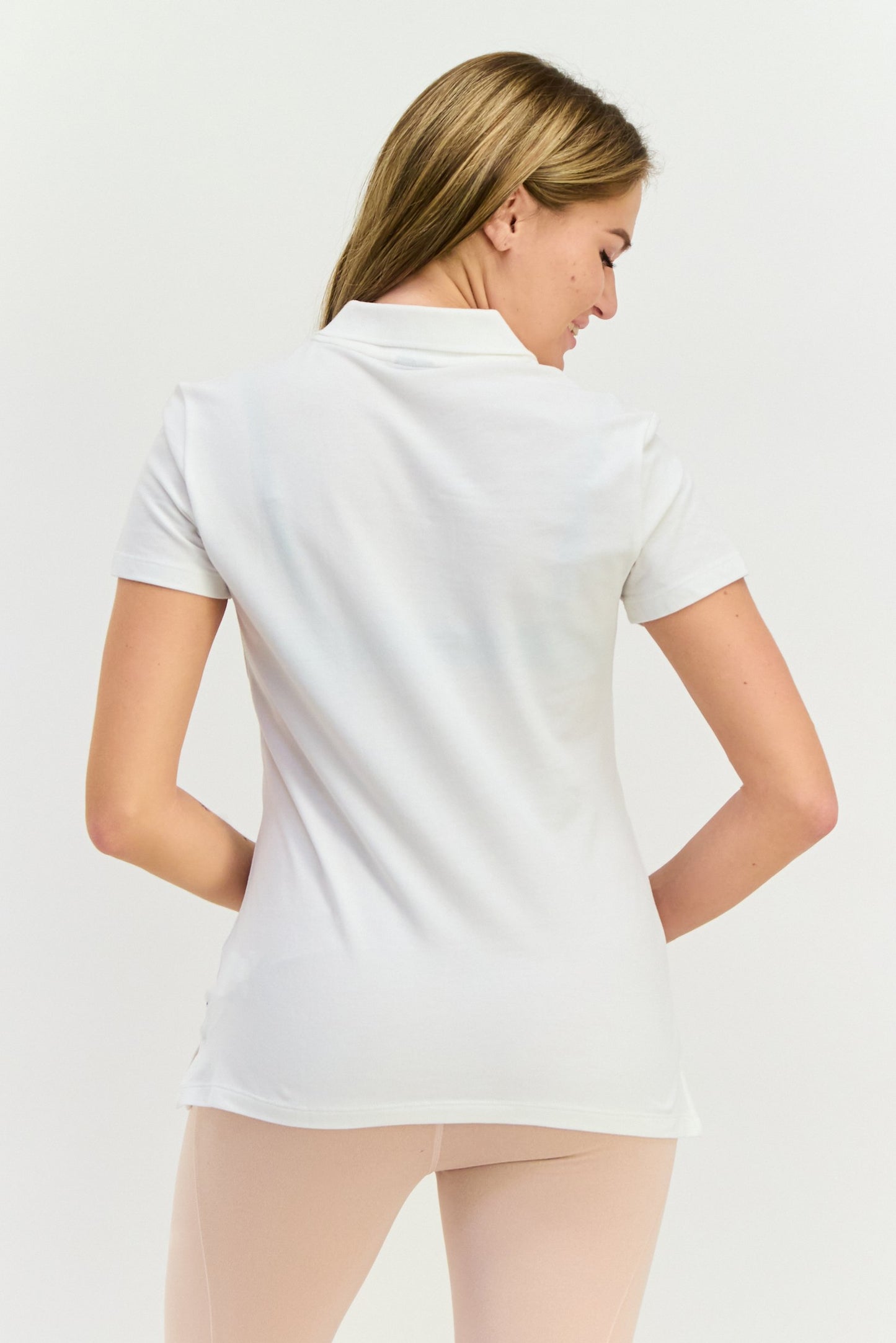 Women Regular Fit Brand Logo Short Sleeves Outdoor Polo Shirt, White