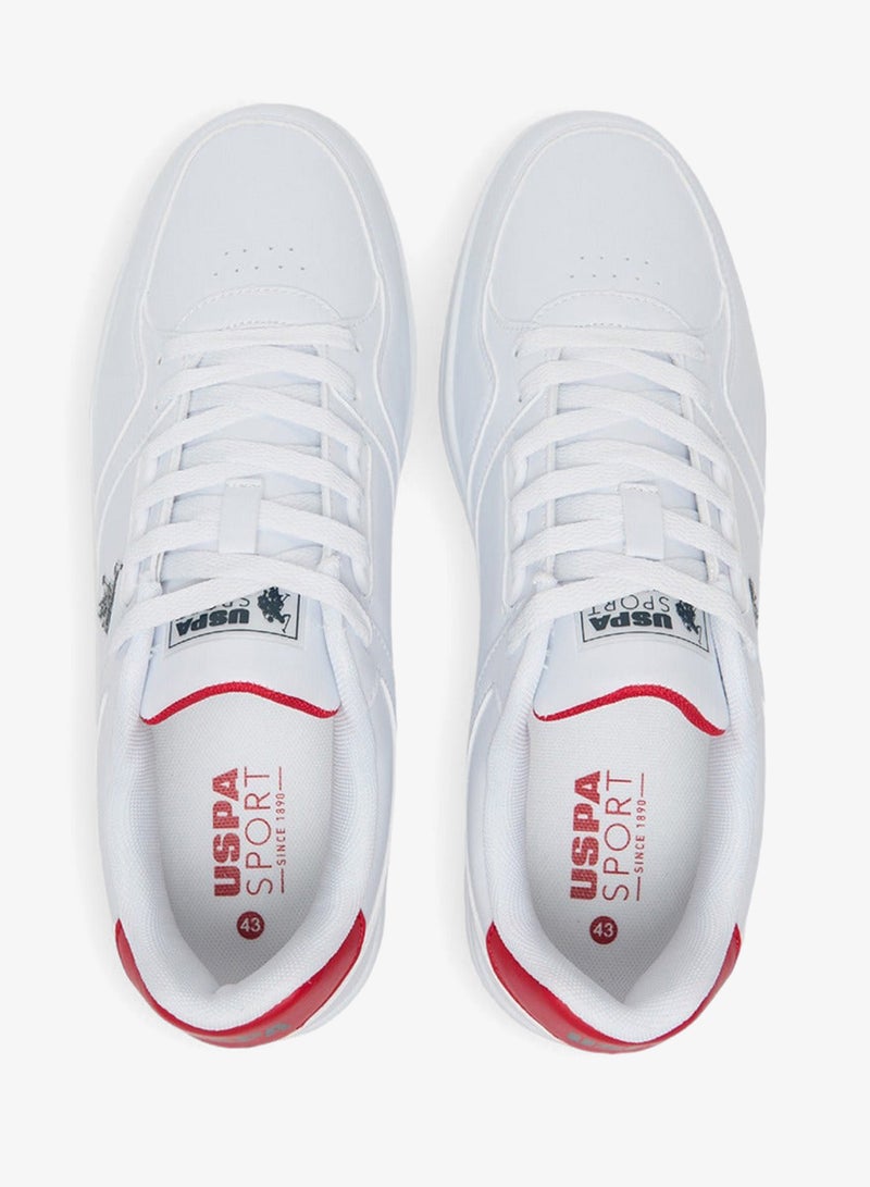 Men's White and Red Low-Top Sneakers - Lightweight Shoes Classic Lace-Up Design Shoes, Comfortable for Everyday Outfits