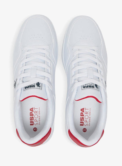 Men's White and Red Low-Top Sneakers - Lightweight Shoes Classic Lace-Up Design Shoes, Comfortable for Everyday Outfits