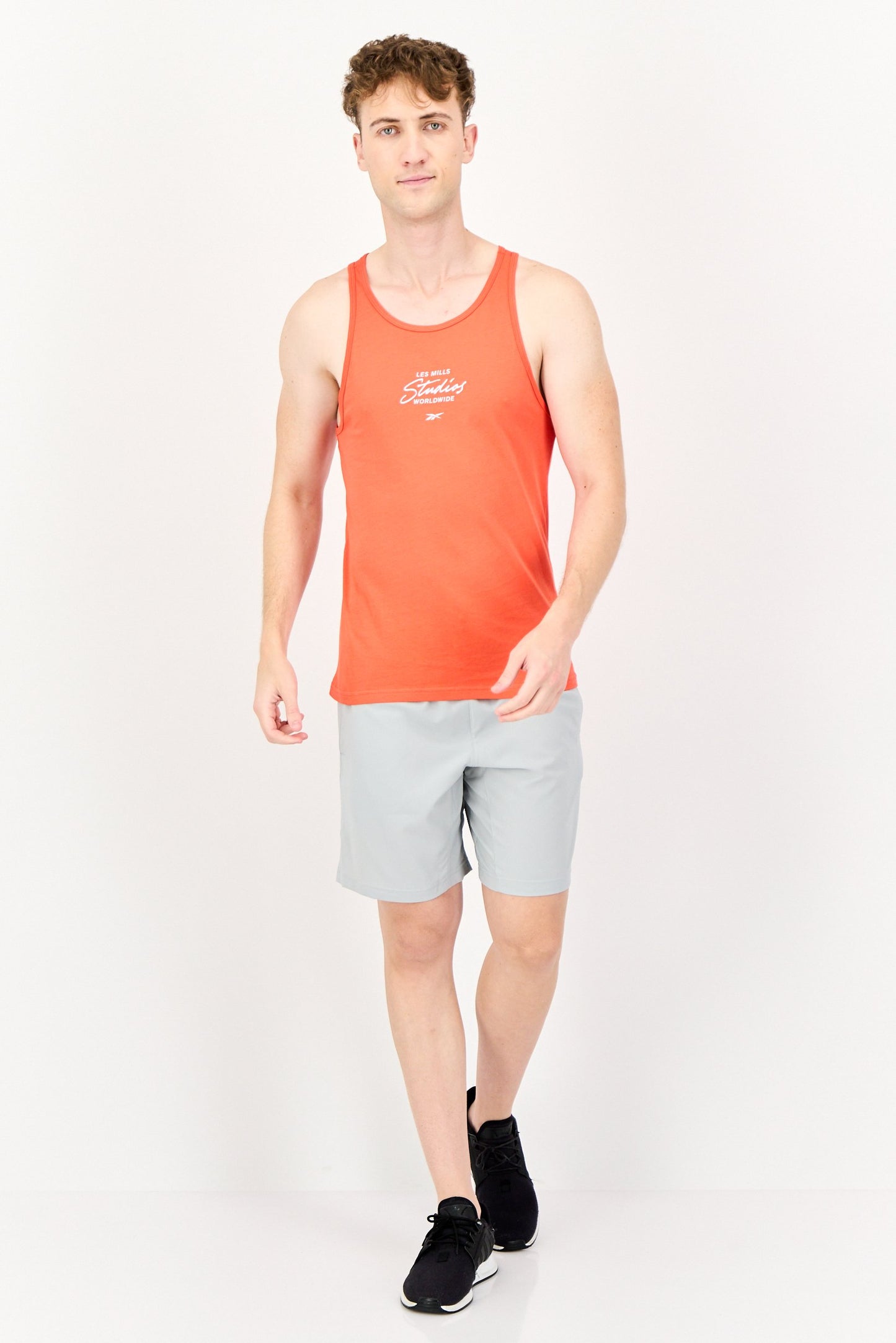 Men Sportswear Fit Brand Logo Running Shorts, Grey