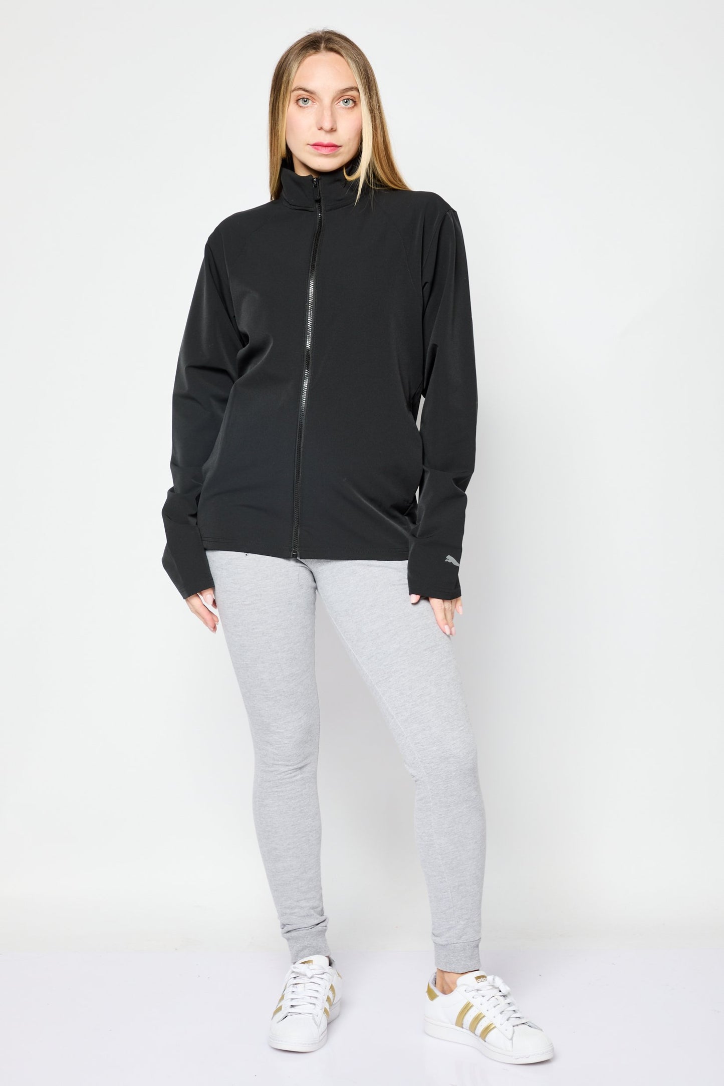 Women Sportswear Fit Long Sleeve Running Track Jacket, Black