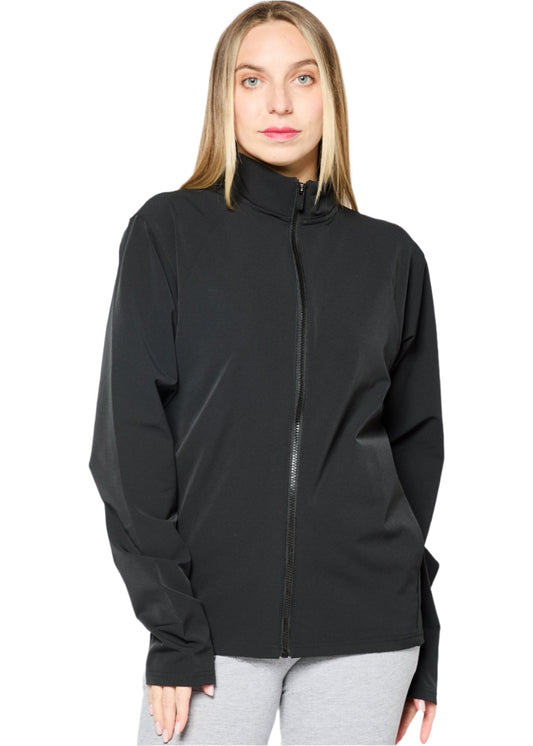 Women Sportswear Fit Long Sleeve Running Track Jacket, Black