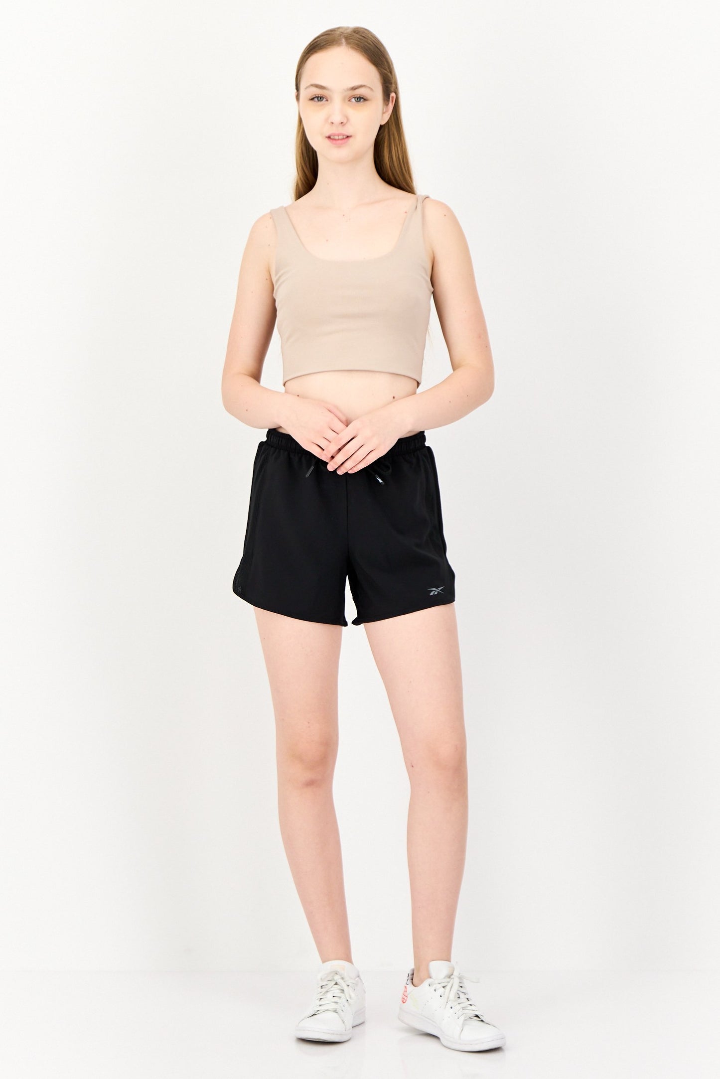 Women Sportswear Fit Drawstring Training Shorts, Black