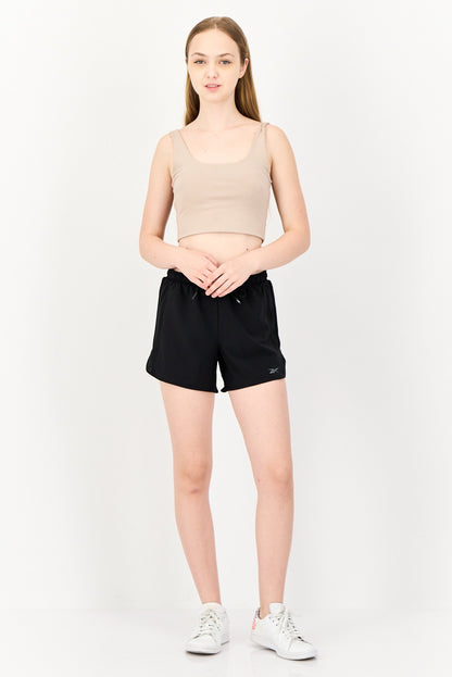 Women Sportswear Fit Drawstring Training Shorts, Black