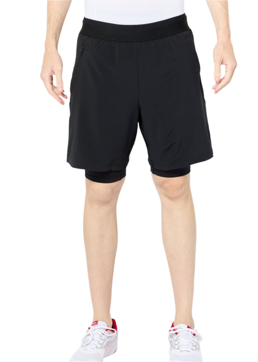 Men Sportswear Fit Yoga Premium 2 In 1 Shorts, Black