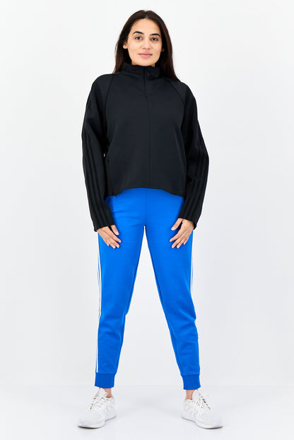 Women Sportswear Fit Long Sleeves Running Truck Jacket, Black