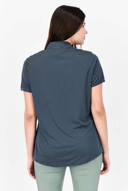 Women Sportswear Fit Short Sleeve Outdoor Polo Shirt, Multicolor,