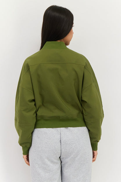 Women Comfort Fit Brand Logo Outdoor Bomber Jacket