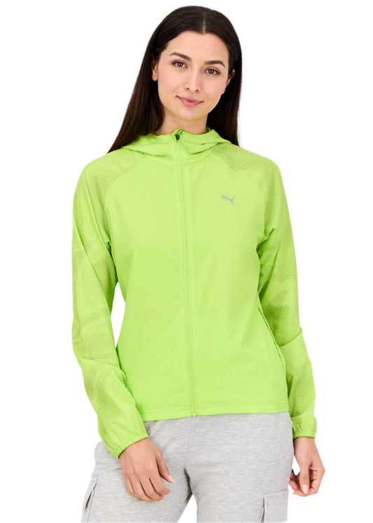 Women Sportswear Fit Long Sleeves Running Jacket, Lime