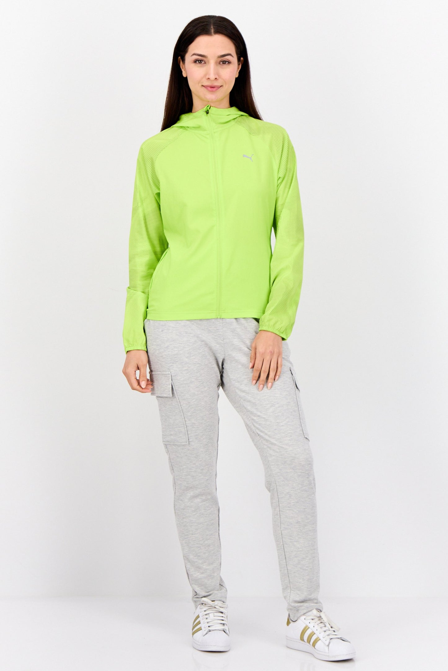 Women Sportswear Fit Long Sleeves Running Jacket, Lime