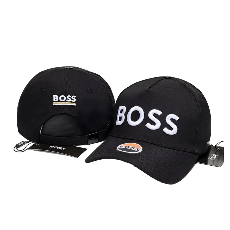 BOSS Black Baseball Cap with White Embroidered Logo