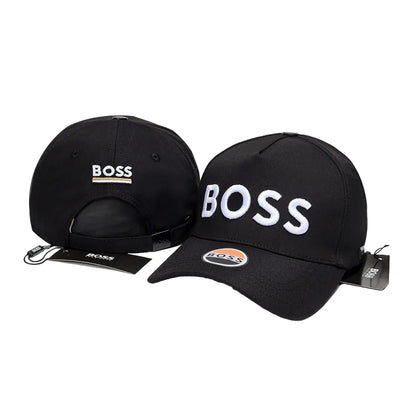 BOSS Black Baseball Cap with White Embroidered Logo