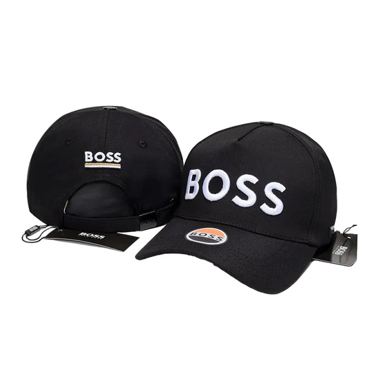 BOSS Black Baseball Cap with White Embroidered Logo