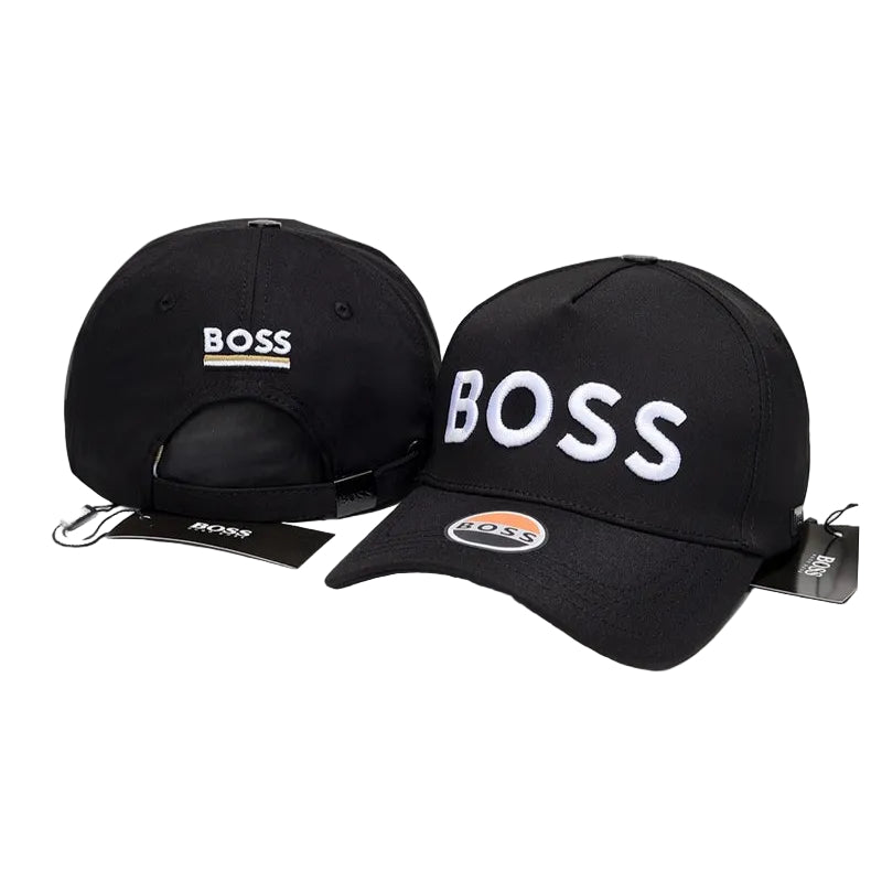 BOSS Black Baseball Cap with White Embroidered Logo
