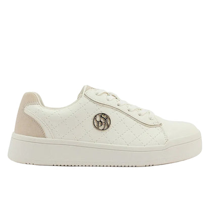 Women's White Low-Top Sneakers - Stylish Lace-Up Design Shoes, Perfect for Casual Outings