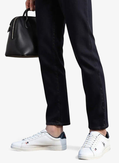 Men's White Low-Top Sneakers - Lightweight Shoes Lace-Up Style, Comfortable Casual Footwear