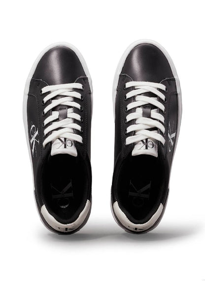 Women's Leather Platform Trainers - Leather, Black