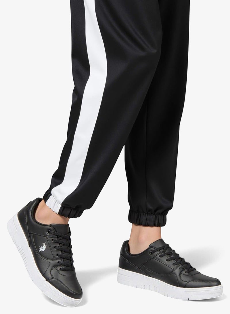 Men's Black Low-Top Sneakers - Sleek Style with Lace-Up Design Shoes and Comfort Cushioned Sole for Everyday Wear