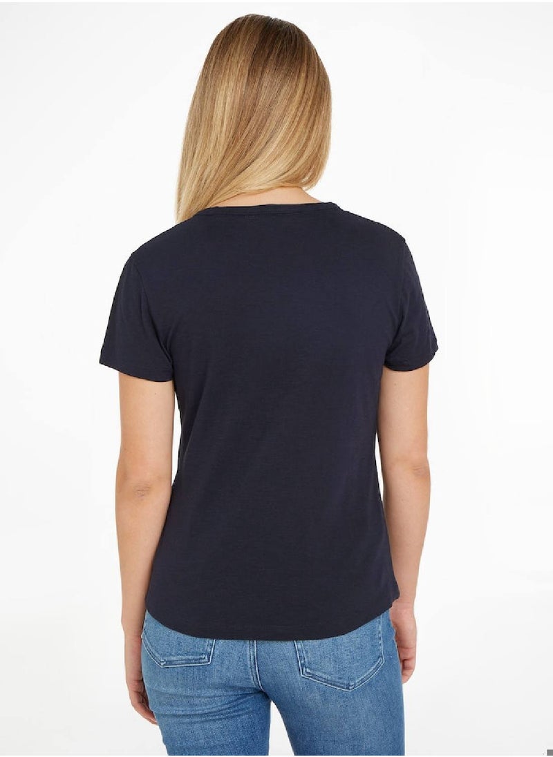Women's 1985 Collection Slim T-Shirt -  Pure organic slub cotton, Blue