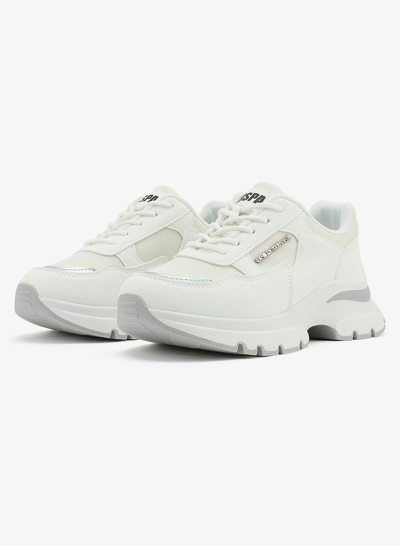 Women's White Low-Top Sneakers - Lightweight Shoes & Trendy Design Shoes for Everyday Wear