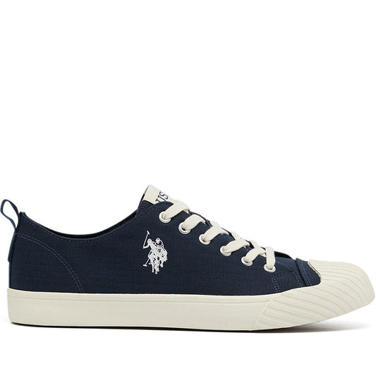 Men's Navy Low-Top Canvas Sneakers - Iconic Branding for a Clean Look