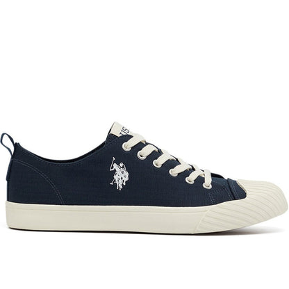 Men's Navy Low-Top Canvas Sneakers - Iconic Branding for a Clean Look