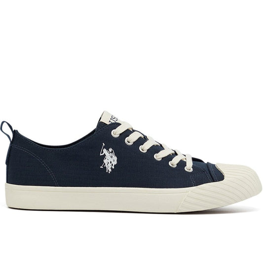 Men's Navy Low-Top Canvas Sneakers - Iconic Branding for a Clean Look