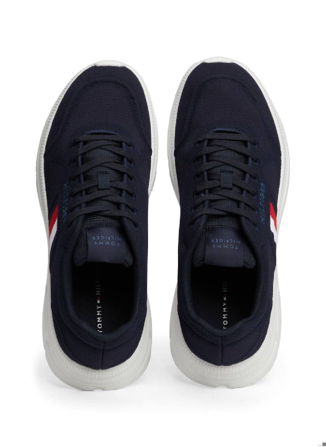 Men's Signature Tape Knit Runner Trainers, Blue- Recycled Polyester