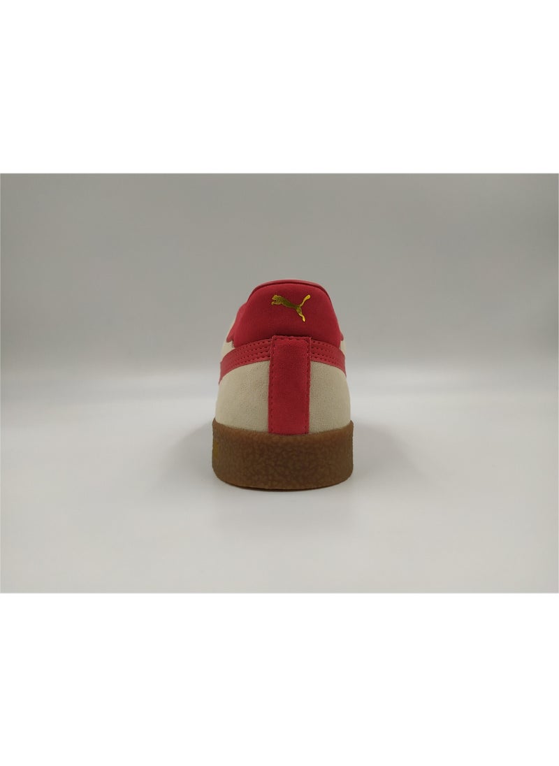 Club Unisex Beige Red Suede Sneakers